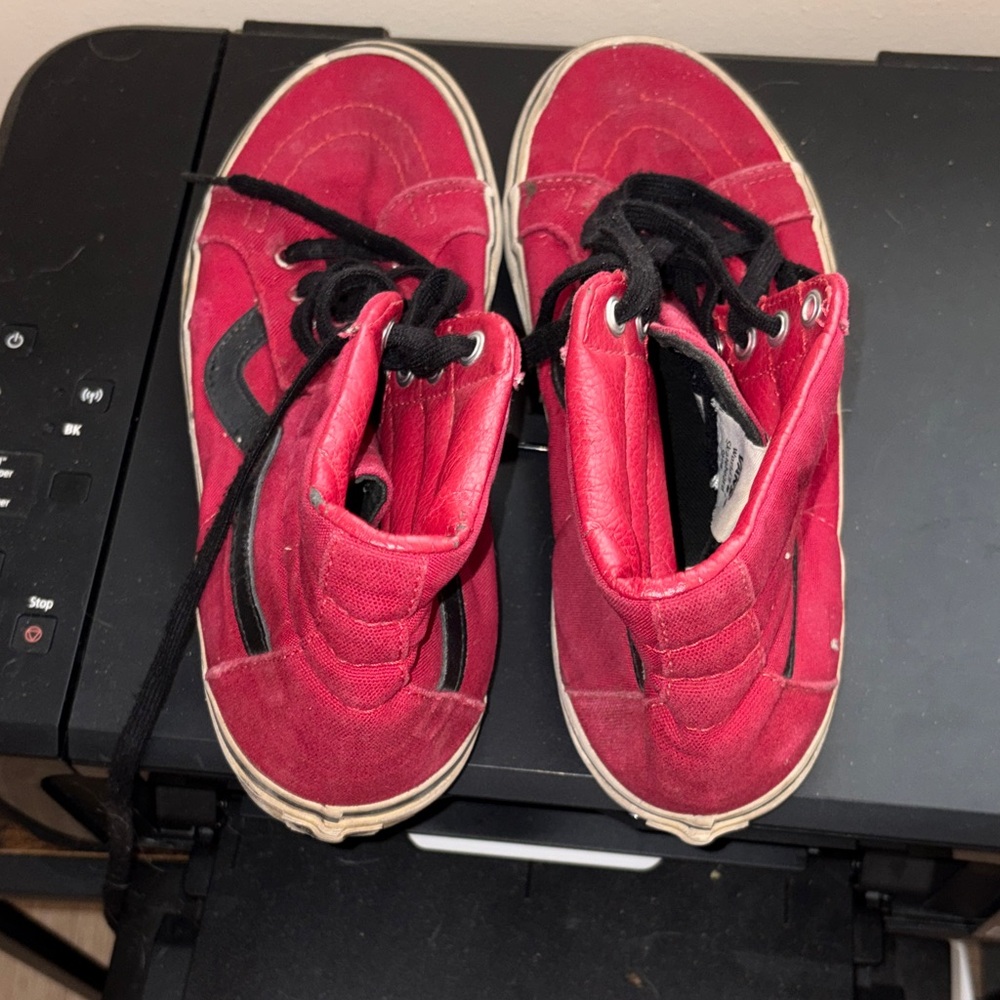 Vans Red High-Top Sneakers with Black Accent